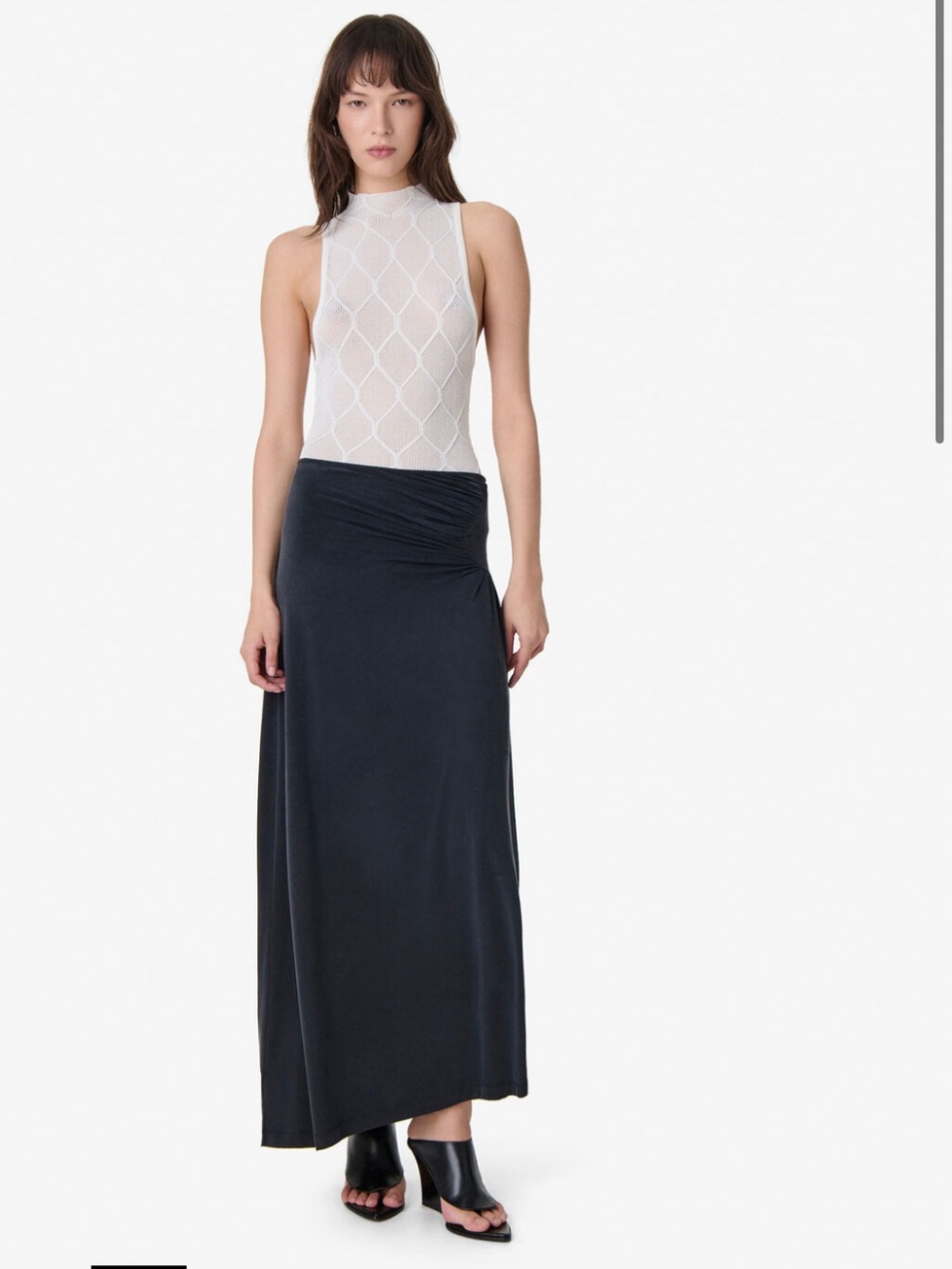 IRO Black asymmetrical midi skirt